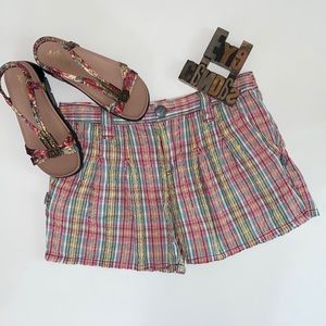 FREE PEOPLE Madras Cotton Plaid Shorts